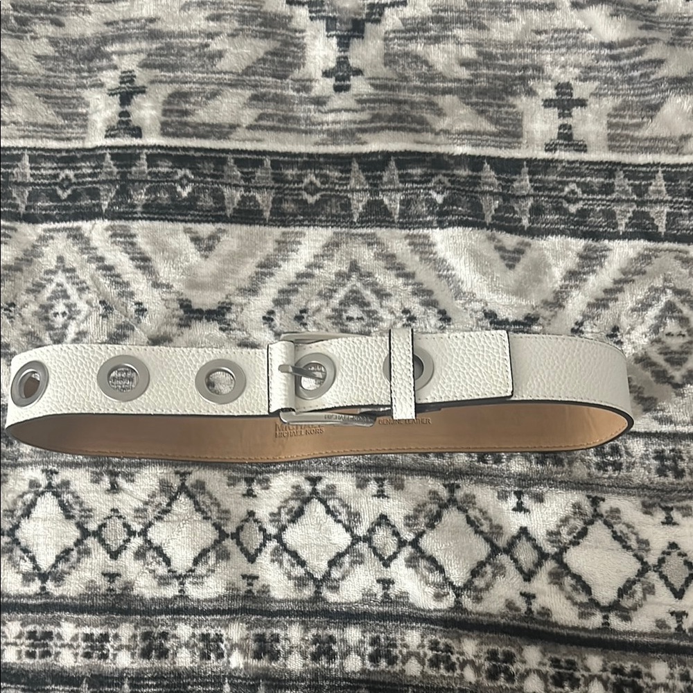 Michael Kors White Leather Belt